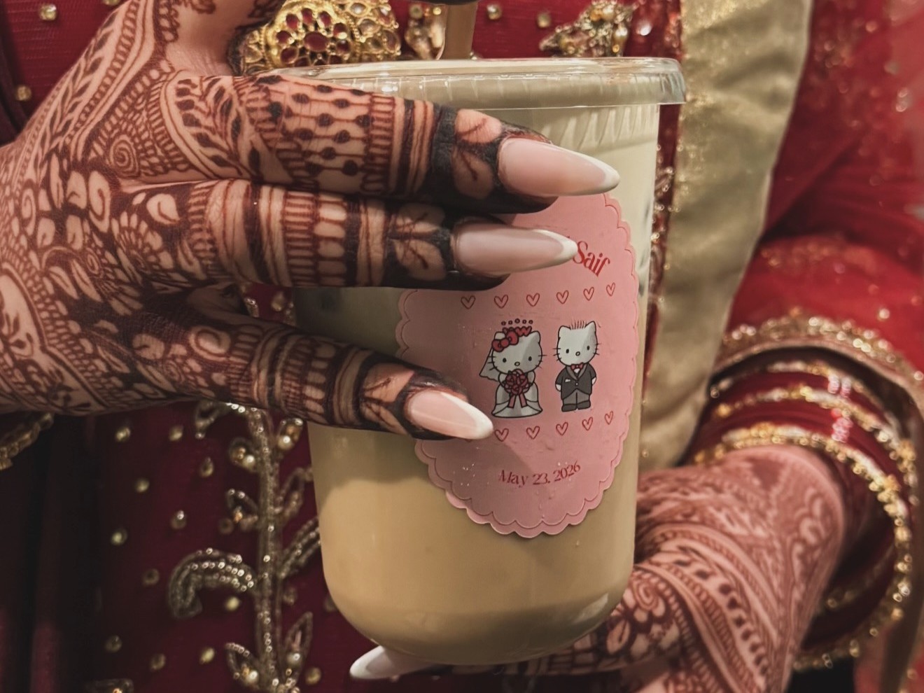Custom wedding logo drink for Sara and Saif